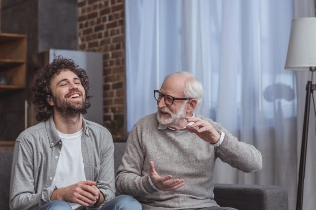 older man explaining alcohol use disorder to another man