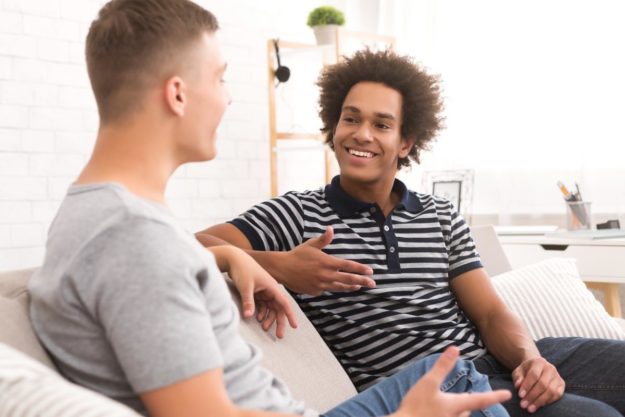 two men talking about treatments for drug abuse