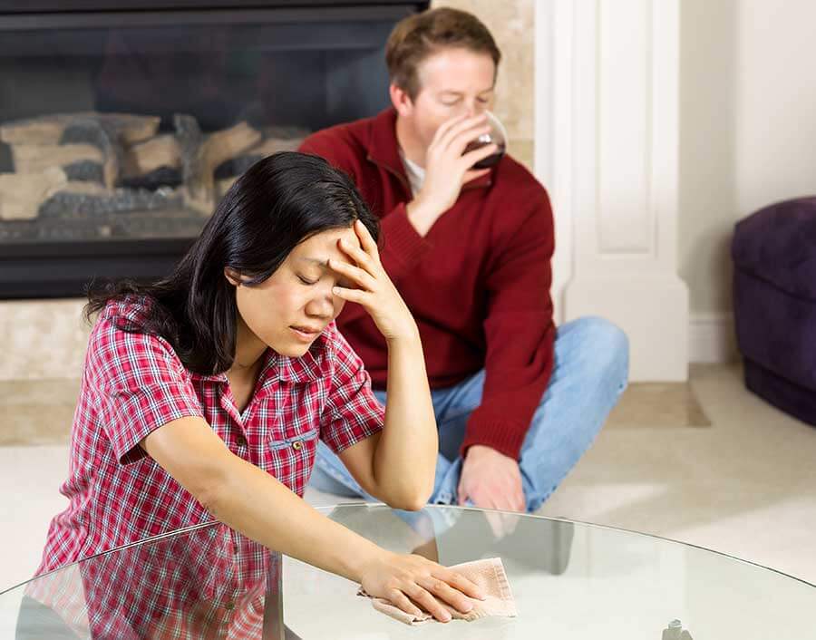 exasperated woman living with an alcoholic