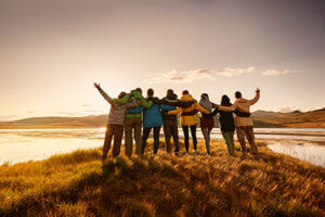 a group of people look at the sunrise at a heroin rehab center near Asotin