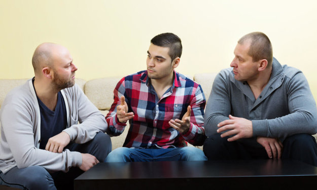 group of people at a mens rehab program near Portland