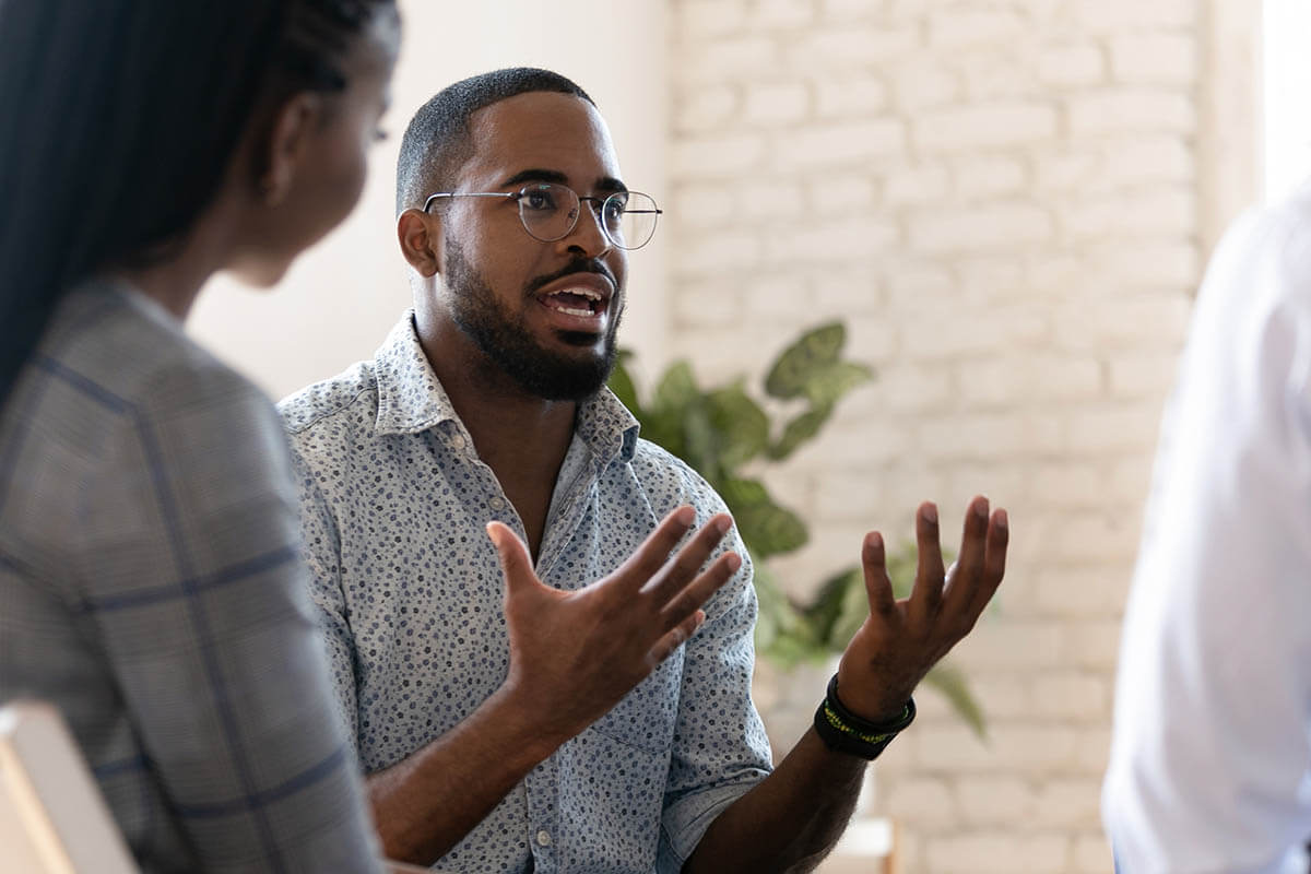 man at an addiction therapy program