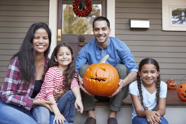 family showing how to have a sober halloween