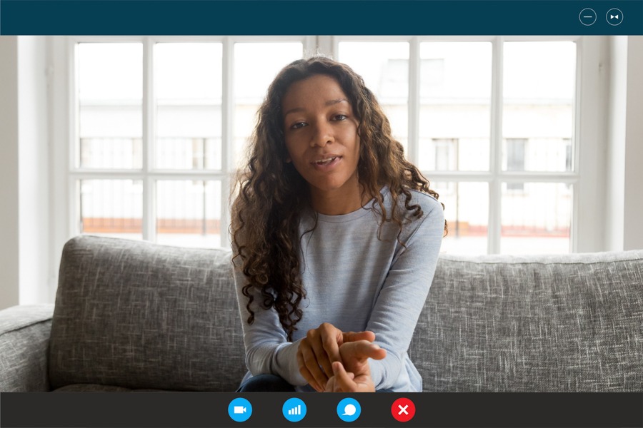 patient in telehealth call via computer