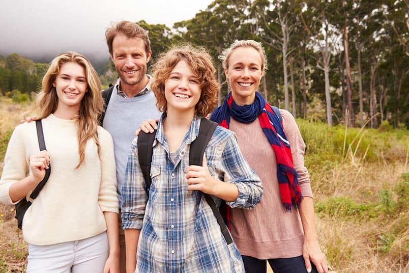 family enjoying a hike together