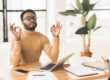 man taking a moment to relax while working from home